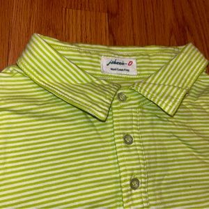 JOHNNIE-O West Coast Prep Polo Shirt Cotton Green Stripe Mens XL X-Large Medinah